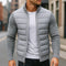 Quilted Puffer Jacket with Fleece Contrast Sleeves Winter for Men - Light Gray