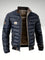 Quilted Stand Collar Winter Puffer Jacket for Men - Dark blue