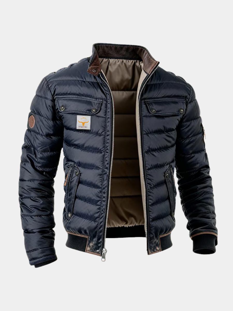 Quilted Stand Collar Winter Puffer Jacket for Men