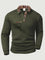 Quilted Textured Long Sleeve Polo Shirt for Men