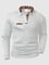 Quilted Textured Long Sleeve Polo Shirt for Men - White