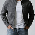 Quilted Zip-Up Jacket with Stand Collar for Men
