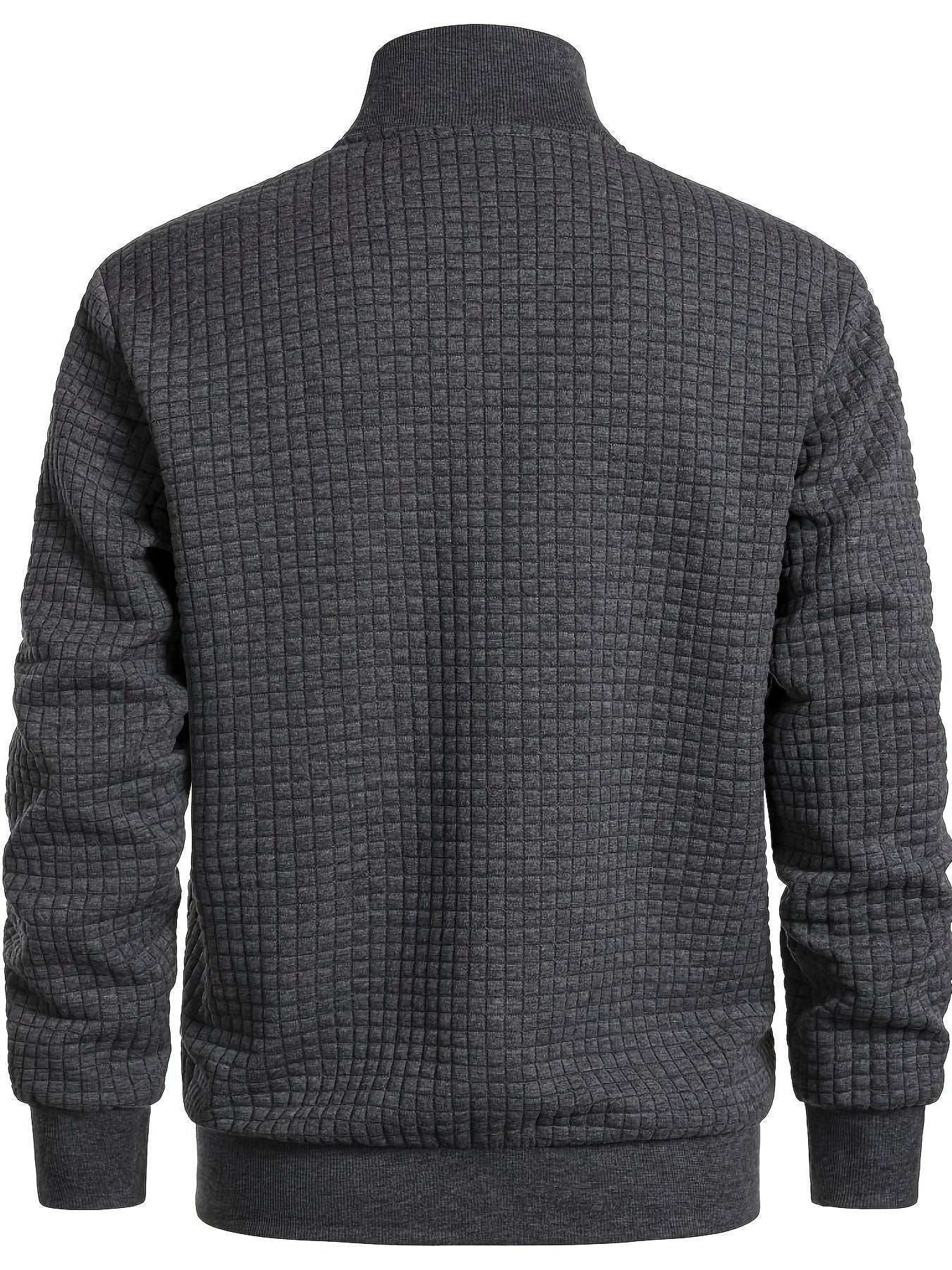 Quilted Zip-Up Jacket with Stand Collar for Men - View 10