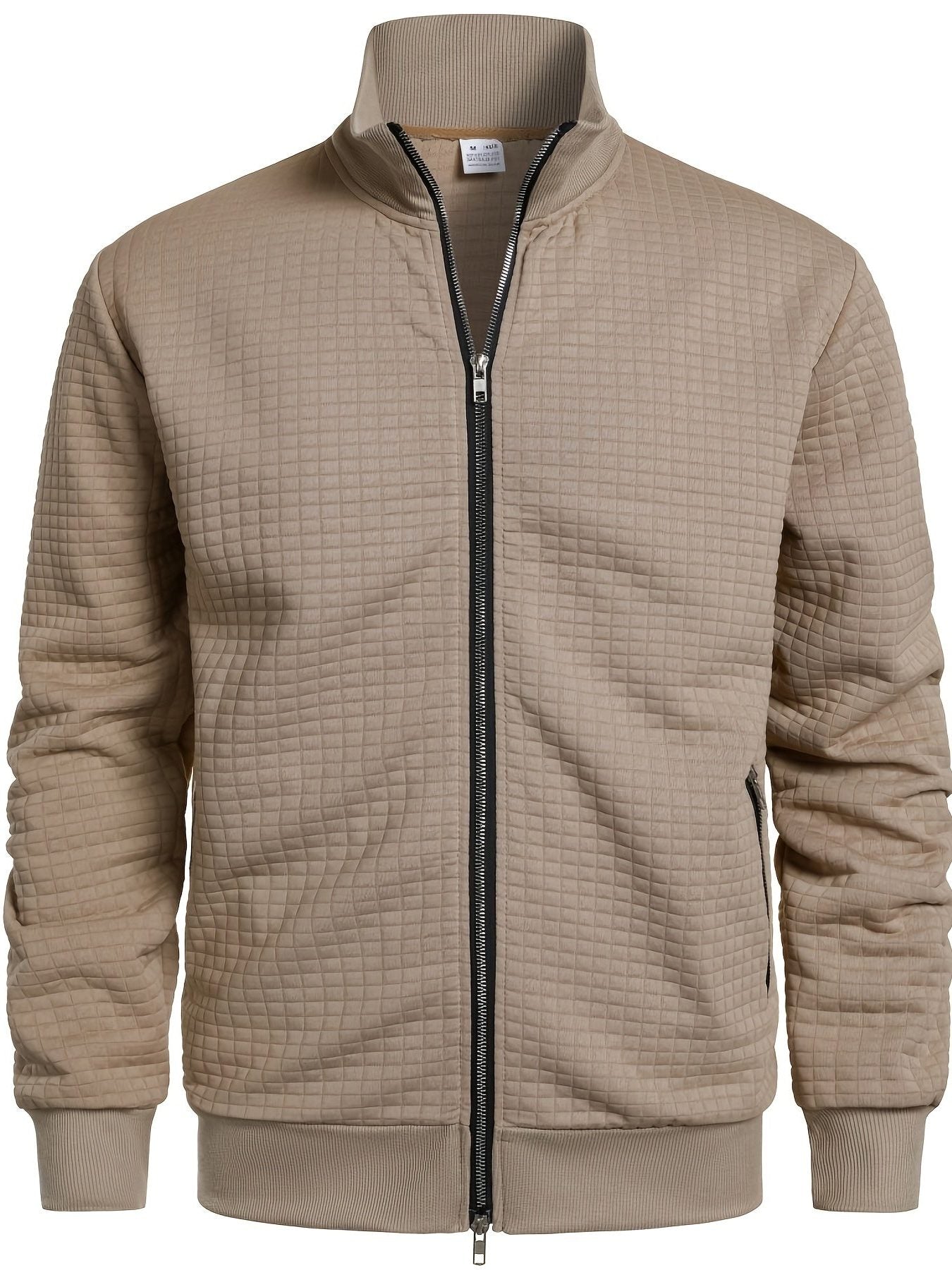 Quilted Zip-Up Jacket with Stand Collar for Men - View 13