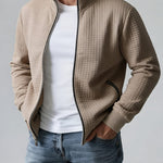 Quilted Zip-Up Jacket with Stand Collar for Men - Aprikose