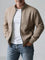 Quilted Zip-Up Jacket with Stand Collar for Men - Aprikose