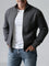 Quilted Zip-Up Jacket with Stand Collar for Men - Dunkelgrau