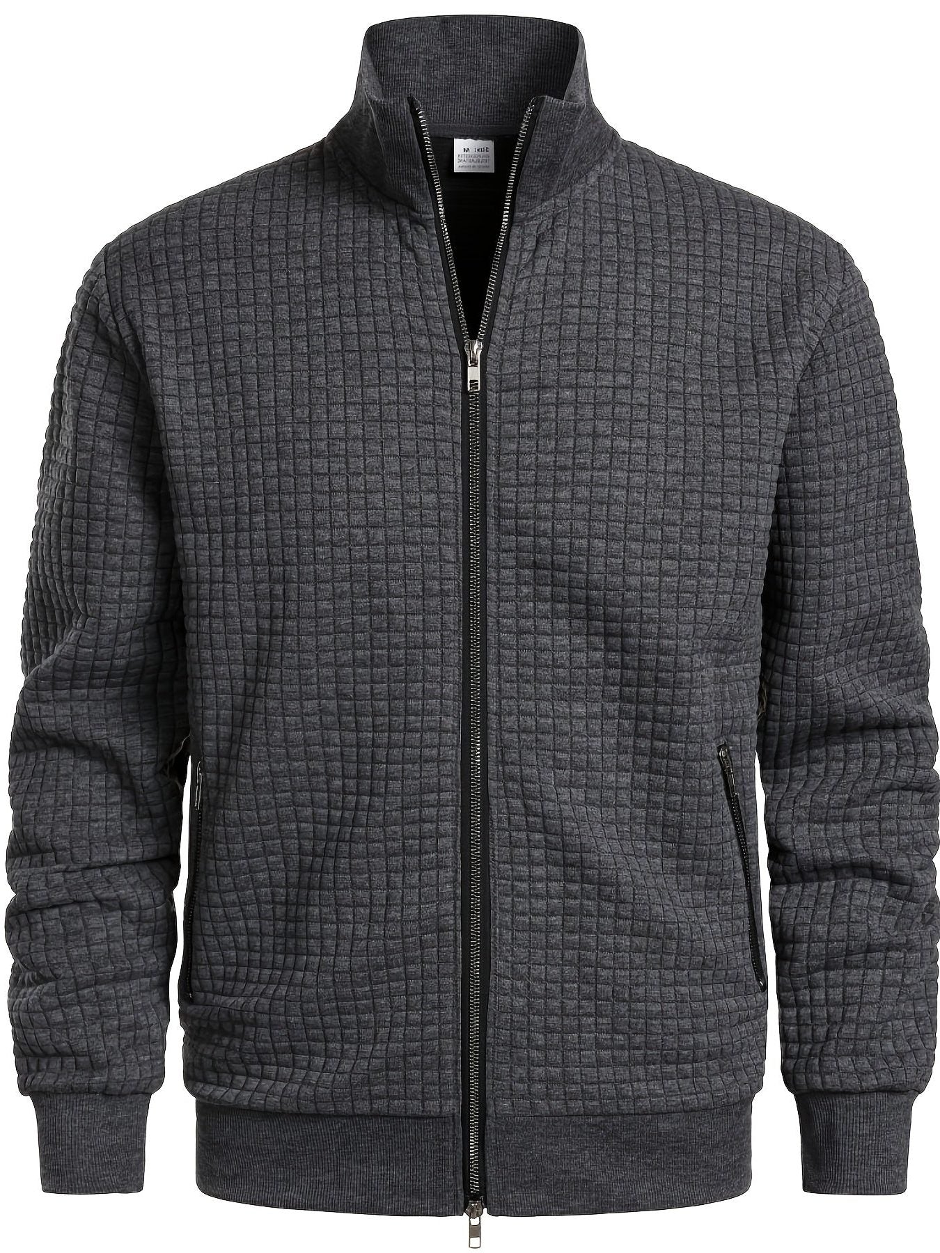 Quilted Zip-Up Jacket with Stand Collar for Men - View 5
