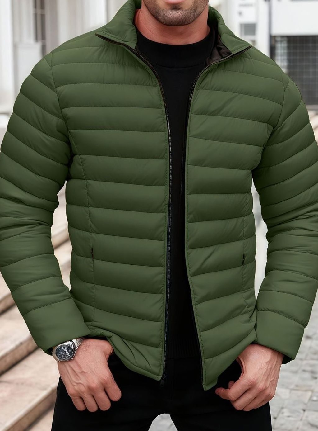 Quilted Zip-Up Puffer Jacket for Men - View 21