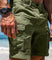 Relaxed Fit Cargo Shorts with Multi-Pocket for Men - Olive Green
