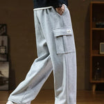 Relaxed Fit Cargo Sweatpants for Men - Gray