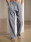 Relaxed Fit Drawstring Straight Leg Trousers for Men - Gray