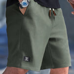 Relaxed Fit Ribbed Knit Shorts for Men - Green