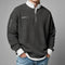 Relaxed Fit Waffle Knit Quarter-Zip Mock Neck Sweater for Men - Slate Gray