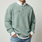 Relaxed Fit Waffle Knit Quarter-Zip Mock Neck Sweater for Men - Sea Foam