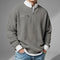 Relaxed Fit Waffle Knit Quarter-Zip Mock Neck Sweater for Men - Light Gray