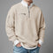 Relaxed Fit Waffle Knit Quarter-Zip Mock Neck Sweater for Men - Beige