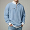 Relaxed Fit Waffle Knit Quarter-Zip Mock Neck Sweater for Men - Carolina Blue