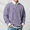 Relaxed Fit Waffle Knit Quarter-Zip Mock Neck Sweater for Men - Lavender