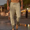 Relaxed Linen Straight Leg Trousers for Men - Khaki