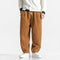 Ribbed Corduroy Relaxed Fit Trousers for Men - Brown
