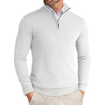 Slim Fit Ribbed Half-Zip Sweater with Stand Collar for Men