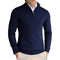 Slim Fit Ribbed Half-Zip Sweater with Stand Collar for Men