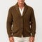 Ribbed Knit Button-Up Cardigan with Lapel Collar for Men - Brown