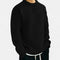 Ribbed Knit Crew Neck Pullover for Men - Black