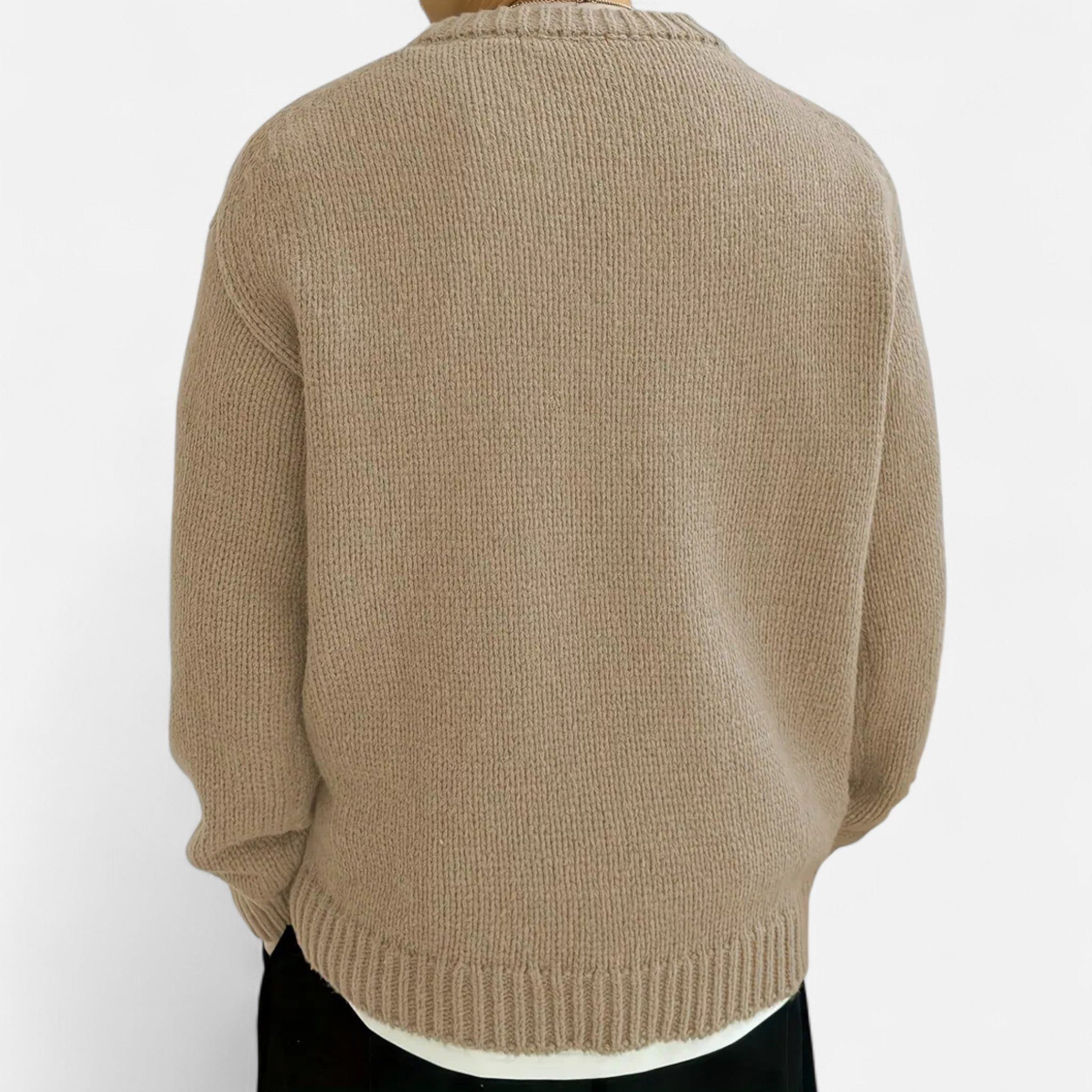 Ribbed Knit Crew Neck Pullover for Men - View 7