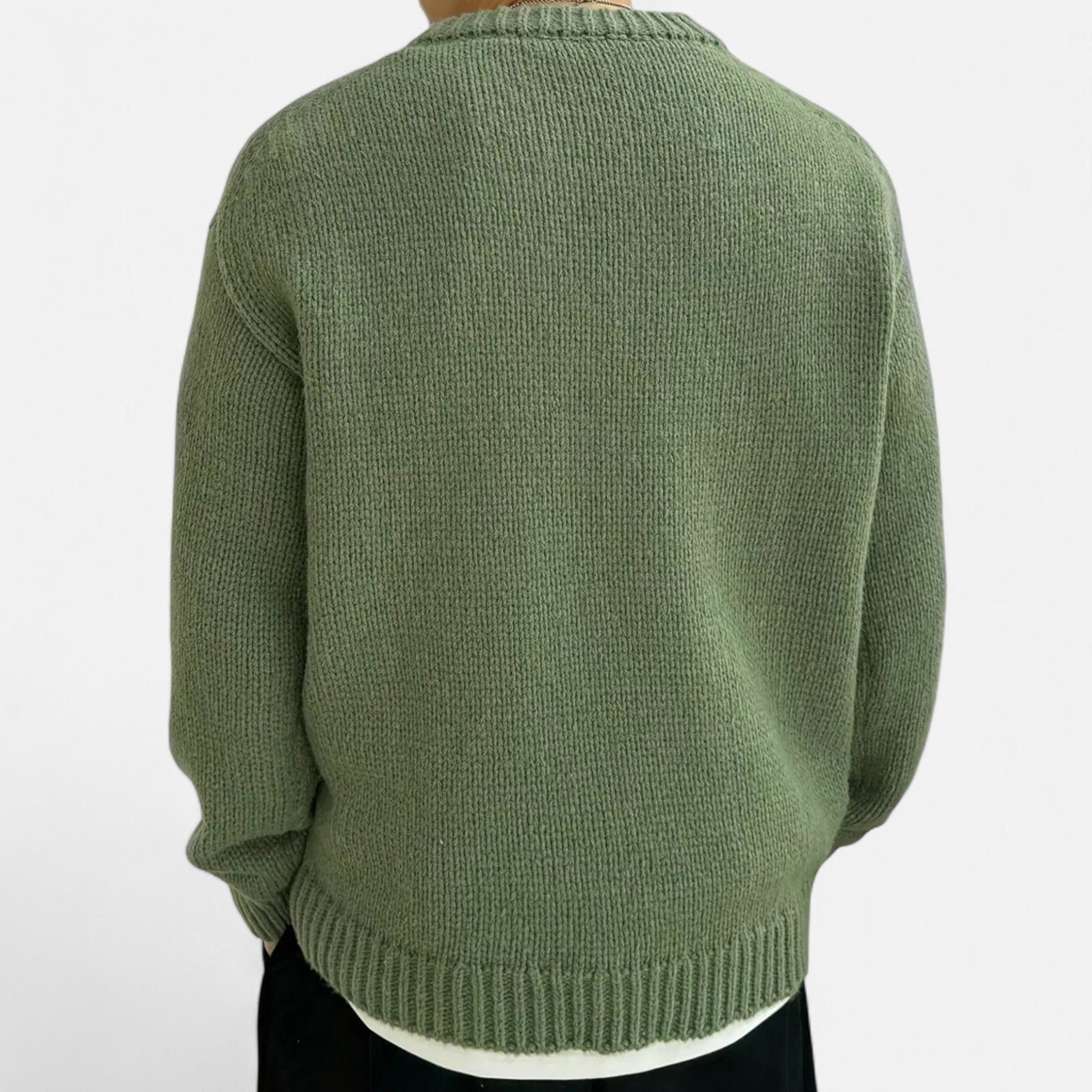 Ribbed Knit Crew Neck Pullover for Men - View 8