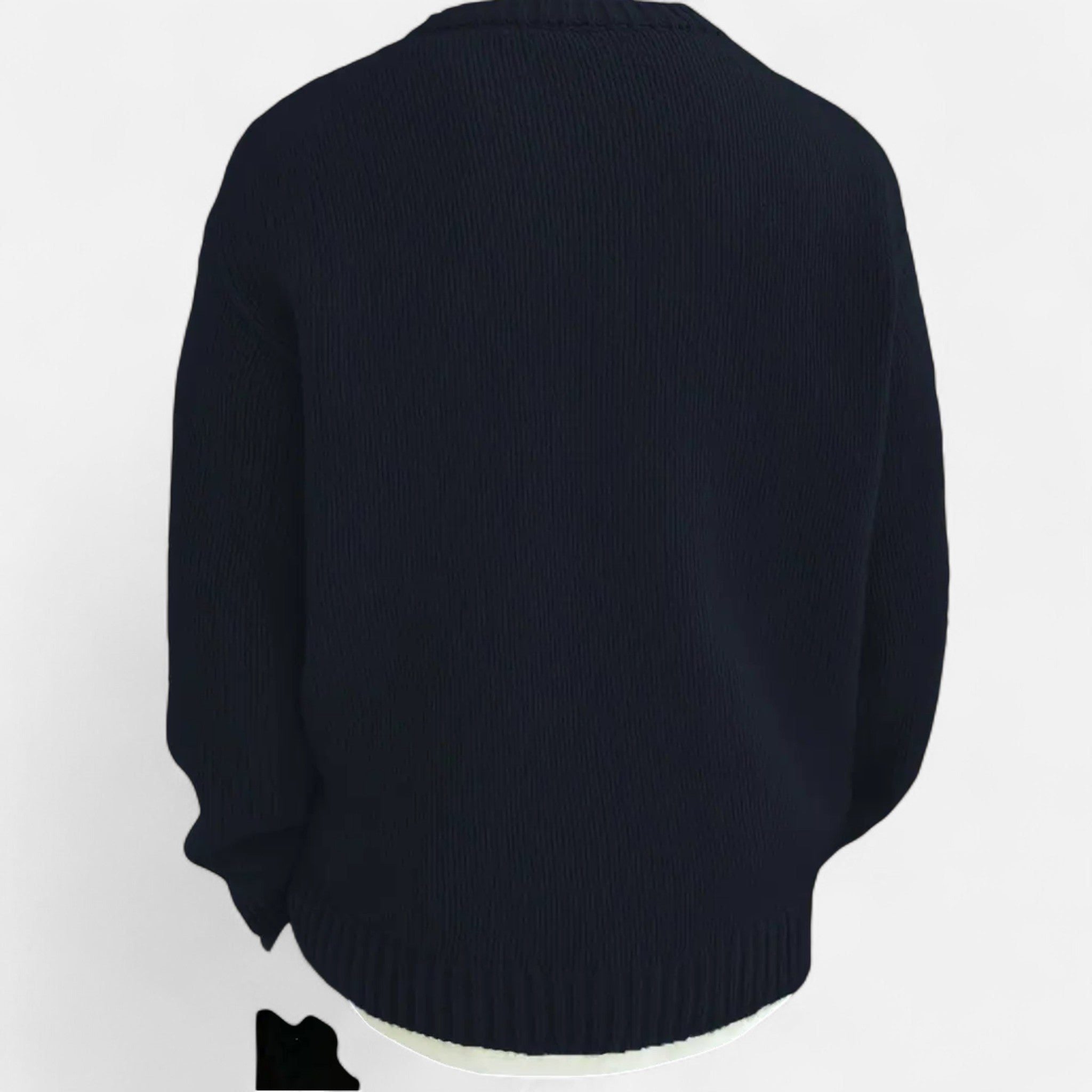 Ribbed Knit Crew Neck Pullover for Men - View 9