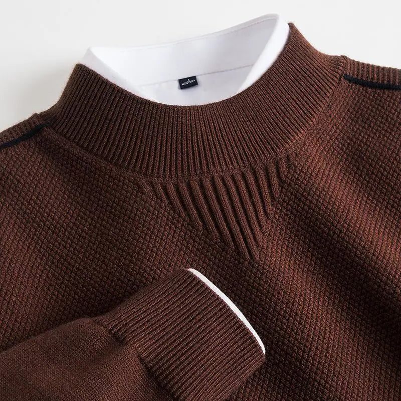 Ribbed Knit Crew Neck Sweater for Men