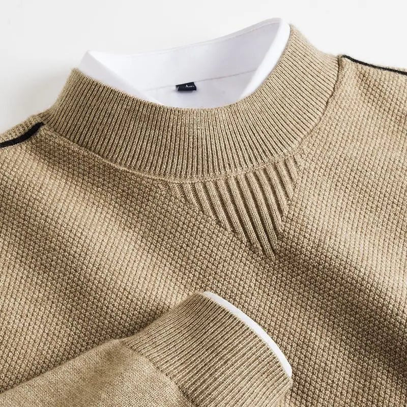 Ribbed Knit Crew Neck Sweater for Men