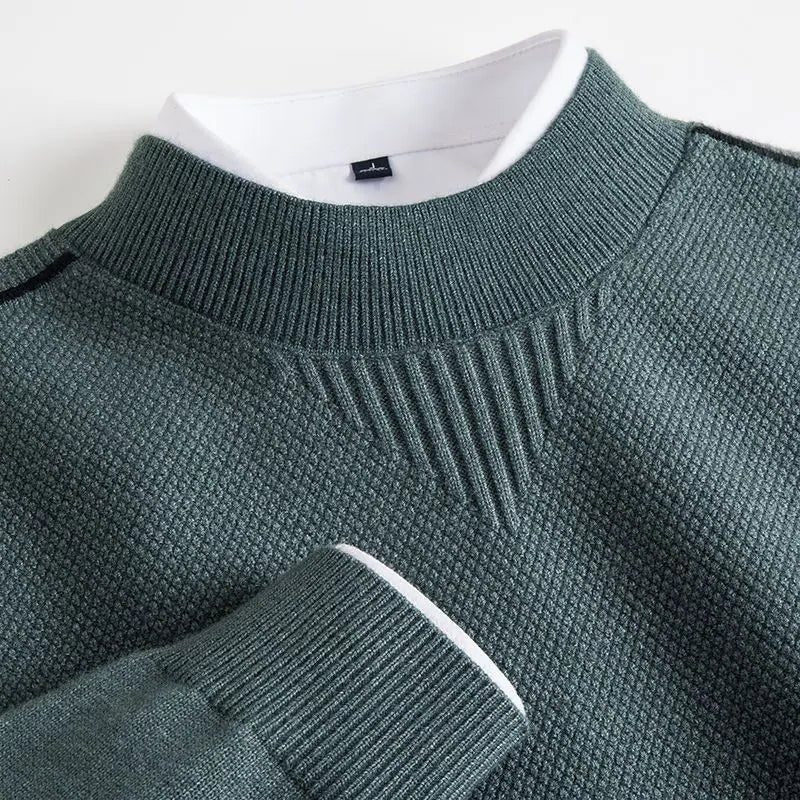 Ribbed Knit Crew Neck Sweater for Men