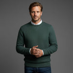 Ribbed Knit Crew Neck Sweater for Men