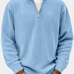 Ribbed Knit Half-Zip Pullover for Men