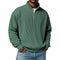 Relaxed Fit Ribbed Knit Half-Zip Sweater with Stand Collar for Men