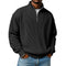 Relaxed Fit Ribbed Knit Half-Zip Sweater with Stand Collar for Men