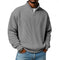 Relaxed Fit Ribbed Knit Half-Zip Sweater with Stand Collar for Men