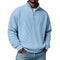Relaxed Fit Ribbed Knit Half-Zip Sweater with Stand Collar for Men