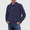 Textured Knit Half-Zip Sweater with Stand Collar for Men