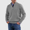 Textured Knit Half-Zip Sweater with Stand Collar for Men