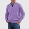 Textured Knit Half-Zip Sweater with Stand Collar for Men