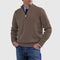 Textured Knit Half-Zip Sweater with Stand Collar for Men