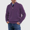 Textured Knit Half-Zip Sweater with Stand Collar for Men