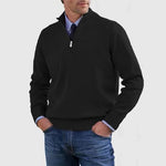Textured Knit Half-Zip Sweater with Stand Collar for Men
