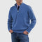 Textured Knit Half-Zip Sweater with Stand Collar for Men