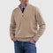 Textured Knit Half-Zip Sweater with Stand Collar for Men