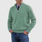 Textured Knit Half-Zip Sweater with Stand Collar for Men